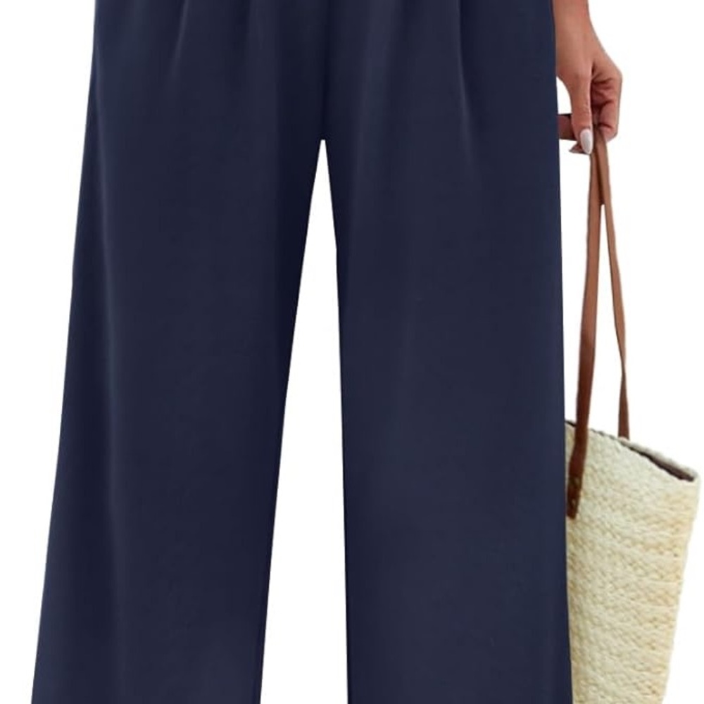 NWT FireSwan Women's Navy Blue Wide Leg Casual Pants with Pockets – Size L